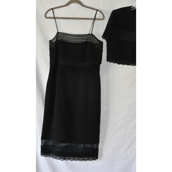 WILLIAM TRAVILLA Haute Couture Black Cocktail Dress With Jacket Size 12 - Picture 6 of 12